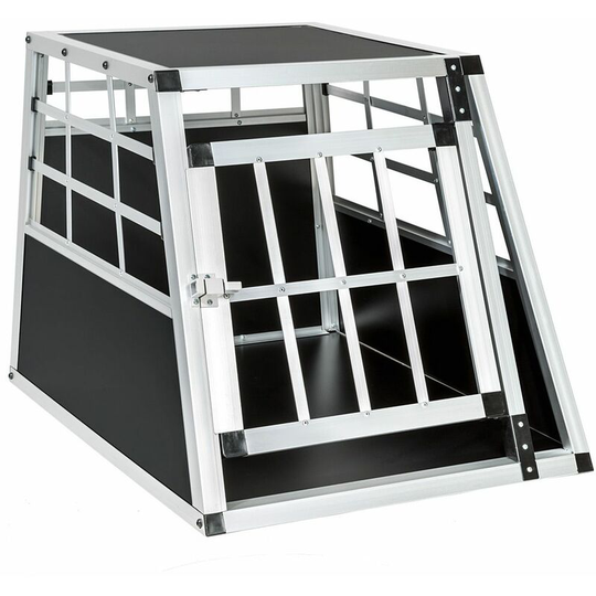 Dog crate single - dog cage, puppy crate, dog travel crate - 54 x 69 x 50 cm - black
