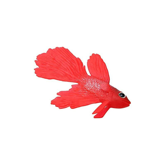 Ilovemilan - 2pcs Silicone Artificial Fish High Simulation Realistic Floating Aquarium Fish Tank Ornament Decoration with Suction Cup Line(Red Betta