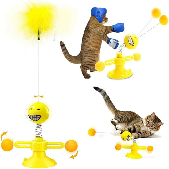 Feather Toys Interactive Cat Toy Windmill,Feather Toy for Cats,Teasing Feather Stick,Funny Toys for Kittens,Feather Ball for Cats,Crib,Windmill Cat