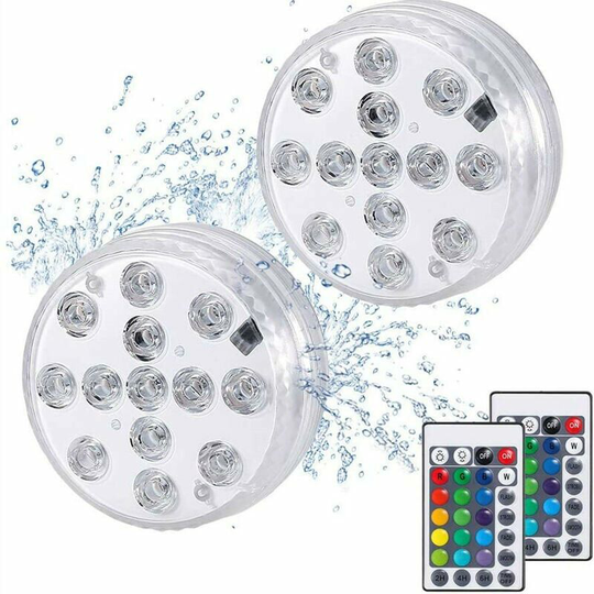 Bearsu - Submersible led Light 2 Pack 13 led rgb Decorative Submersible led Lights with rf Remote Controls Waterproof Ideal for Spa Aquarium Pond