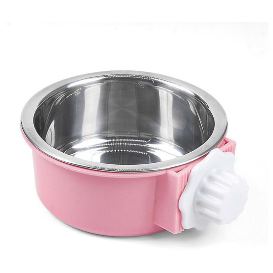 Cat And Dog Hanging Bowl Hanging Buckle Can Fix The Cage Pink Small