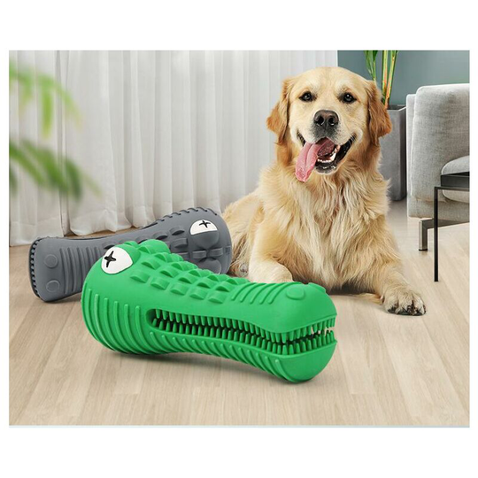 Dog Toothbrush Chew Toys, Durable Crocodile Dog Molar Rod for Teeth Cleaning, Tough Squeaky Dog Toys with Milk Flavor, green