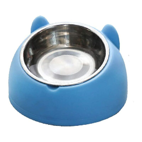 Double Raised Cat Bowl, Automatic Cat Dog Kibble Dispenser, 15° Tilt Spill-Proof and Non-Slip Anti-Vomiting Bowl Available for Cats and Puppy (blue