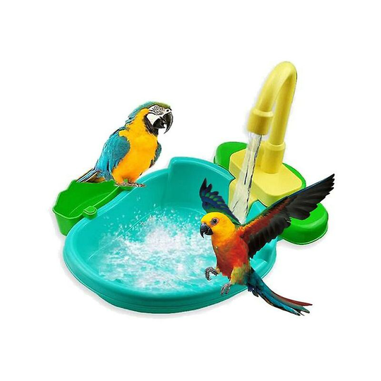 Bird feeder automatic parrot bathtub swimming pool faucet parrot bath shower water dispenser bird cage bathroom parrot toys #t2g