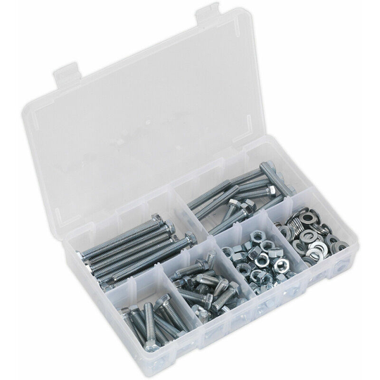 Loops - 220 Piece Setscrew Nut & Washer Assortment - High Tensile Steel - M8 Metric