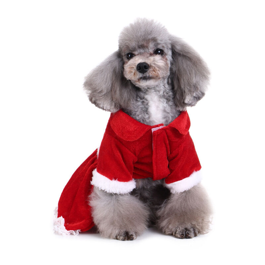 Dog Christmas Dress Red Pet Skirt Dog Santa Claus Costume Warm Puppy Hoodie Cat Clothes Winter Pet Clothes Christmas Pet Clothes Halloween Pet