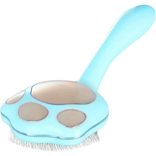 Dog comb, stainless steel pet brush and cat and dog grooming comb brush with protective head for long and short hair (blue)