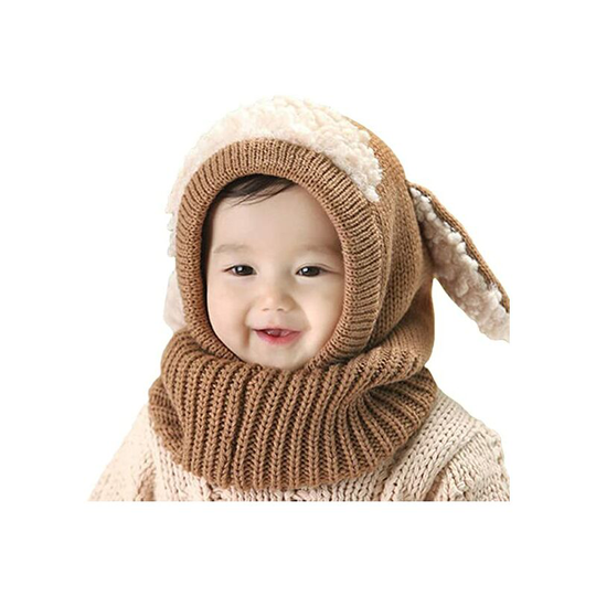 Baby Girls Boys Winter Earflp Hat Baby Cute Rabbit Thermal Beanie Thicken Knit Hat Scarf Cold Weather Warm Hood Cap For Kids 6-36 Months