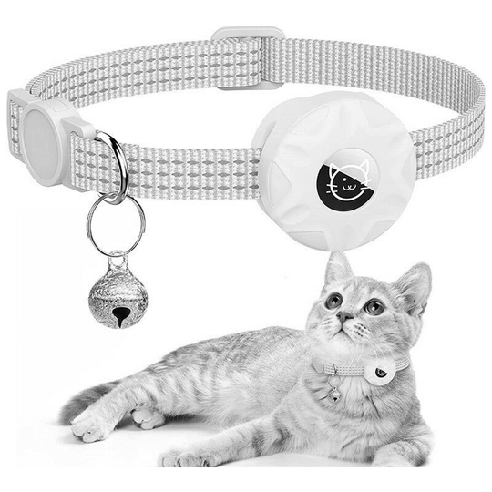 Cat Collar Compatible With, Reflective Kitten Collar Breakaway Cat Collar Cat Collar, Reflective Cat Collar with Bell and Silicone Waterproof Airtag