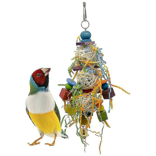 Bird Parrot Toy Rattan Ball Parrot Drawing Acrylic Toy