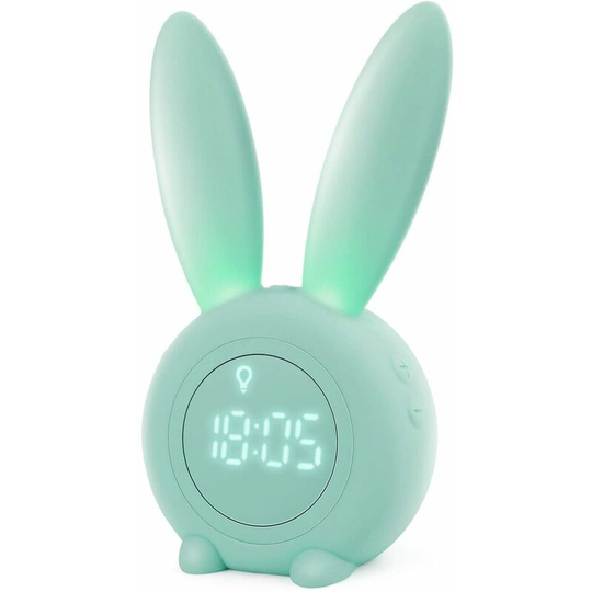 Modou - Lovely rabbit-shaped induction morning alarm clock, intelligent automatic adjustment of breathing light, automatic display of time, date and