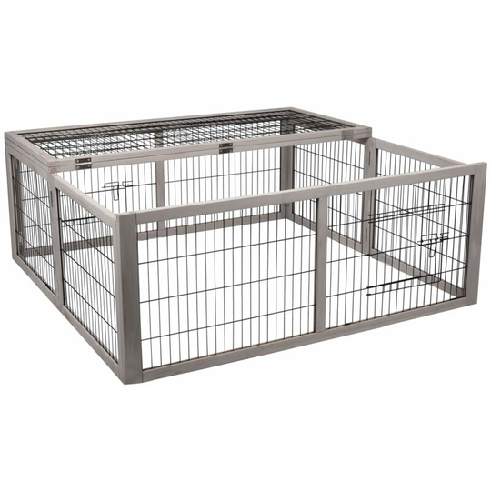 Flamingo - Foldable Rabbit Hutch with 2 Doors Mel 116x112x45 cm Grey