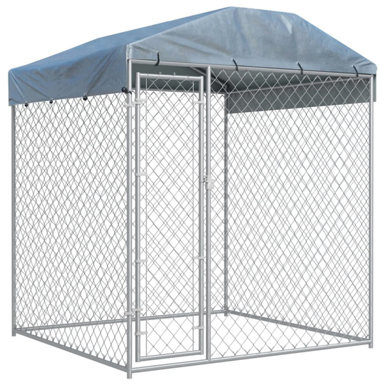 vidaXL Outdoor Dog Kennel with Canopy Top 193x193x225cm Pet House Large Pet Cage
