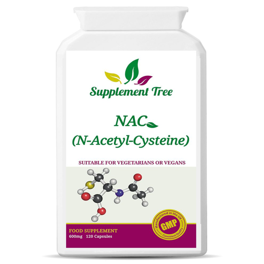 NAC N-Acetyl-Cysteine 600 mg 120 Capsules | Liver & Lung Function Support Supplement | Vegans & Vegetarians Friendly | UK Manufactured