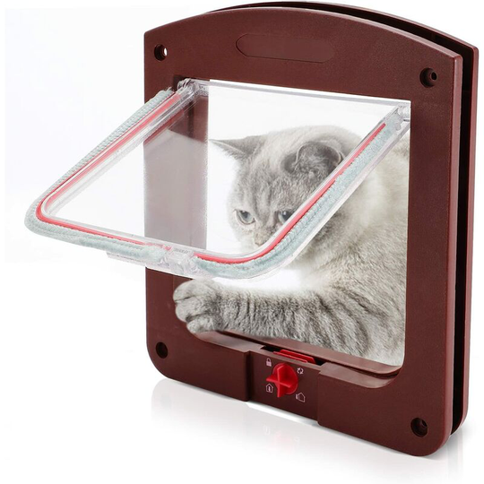 Cat Flap 22.4 x 20.3 x 3cm Dog Flaps Pet Door With Tunnel Cat Door Smart Lock Small Dog and Cat Flap Magnetic Door(coffee)