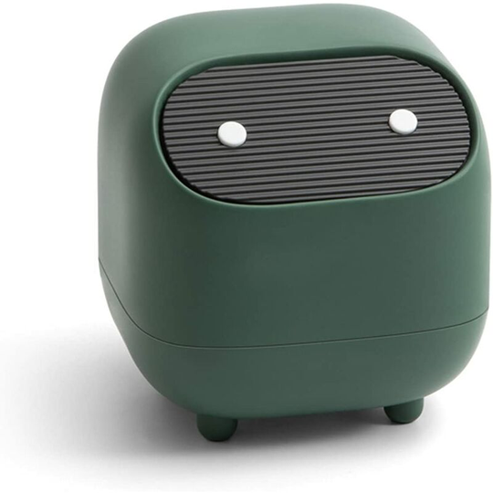 Muff - Mini Desktop Trash Can Ninja Shape with Push Lid Green