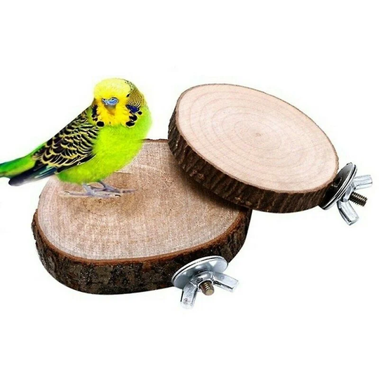 Pet Parrot Bird Cage Perches Wooden Round Platform Stand Board Birds Rest Toy