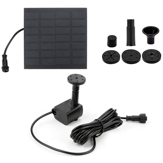 Solar Water Fountain Pump with 4 Nozzles 3 Meters Connecting Cable Outdoor Fountain for Bird Bath Pond Garden Swimming Pool