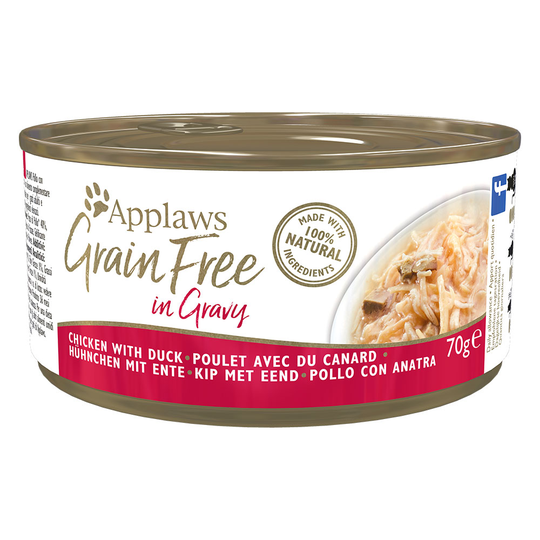Applaws Cat Food 70g in Gravy - Grain-Free - Chicken with Duck (24 x 70g)