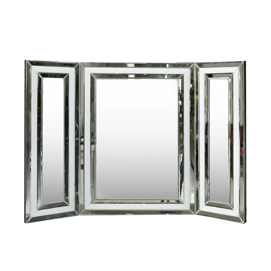 Serrato Framed Dresser Mirror in Silver