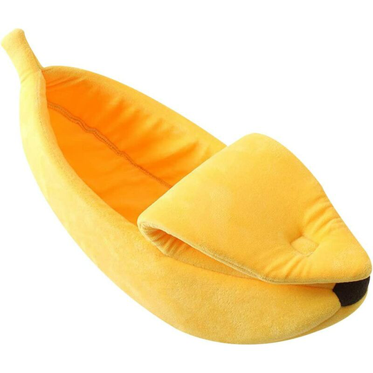 Pet Dog Cat Bed Nest Banana Shape Fluffy Warm Soft Plush Fleece House