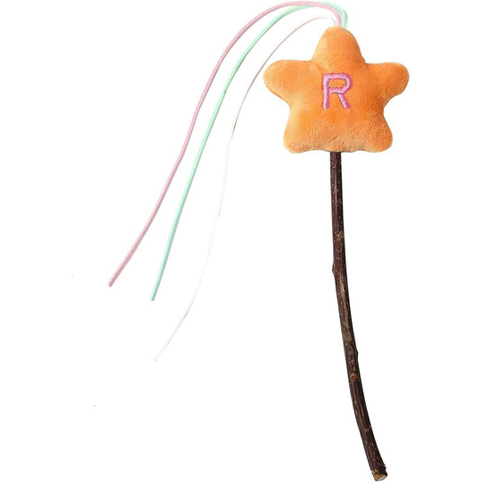 1 Piece Cat Wand - Interactive Indoor Cat Toy - Five-pointed Star with Built-in Bell - Interactive Toy for Yellow Kitten