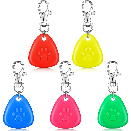 5pcs Silicone Dog Collar Paw Dog Tag Light Dog Collar Light Waterproof Safety Night Light for Camping Dogs and Cats, Green, Red, Yellow, Blue, Pink