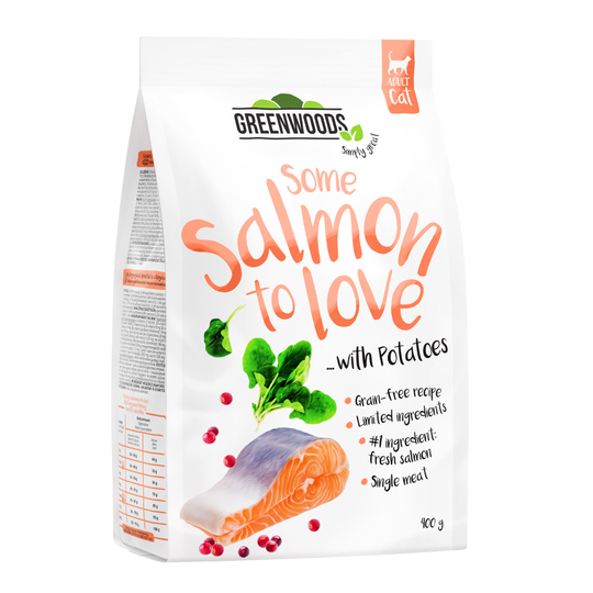 2 x 400g Greenwoods Adult Dry Cat Food - Special Price!* - Salmon with Potatoes, Spinach & Cranberries (2 x 400g)