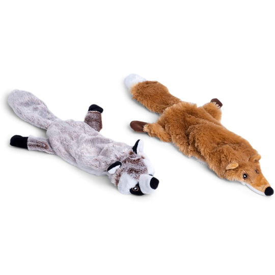 Petface Woodland Critters - Small Dog Toys (Pack of 4, 2 x Racoon, 2 x Fox)