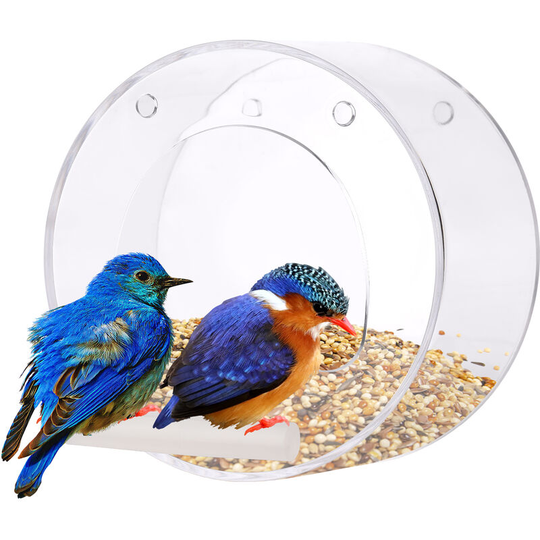Clear Window Bird Feeder with Wifi Camera Suction Cup, Smart Transparent Round Birdfeeder, without Camera - without Camera