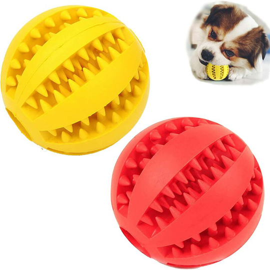 Soekavia - 2 Pack Dog Toy Ball,Nontoxic Bite Resistant Teething Toys Balls for Small/Medium/ Large Dog and Puppy Cat , Dog Pet Food Treat Feeder Chew