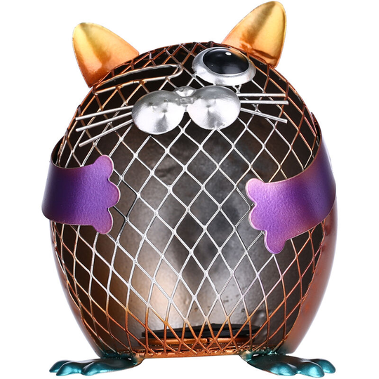 Squint Cat Piggy Bank Iron Storage Jar Animal Money Jar Metal Ornaments Handicrafts Home Decoration Ornaments Gifts - Tomfeel