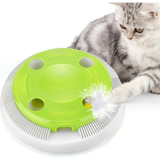 Interactive Cat Toy Indoor 8 Holes Automatic Random Stretch Out Feather Smart Kitten Toys Battery Powered