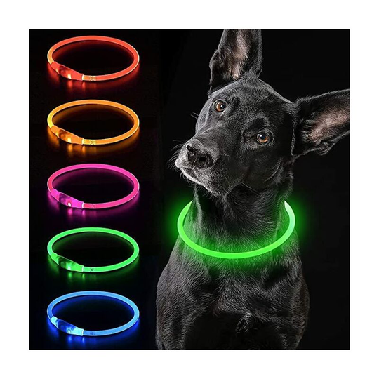 Light Up Dog Collar, usb Rechargeable led Dog Collar, Can be Cut to Any Size, Safety Dog Collar for Small, Medium and Large Dogs.(Green)