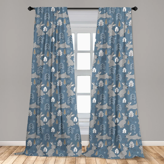 Newson Bunny Rabbits Trees and Snowflakes Room Darkening Sliding Panels