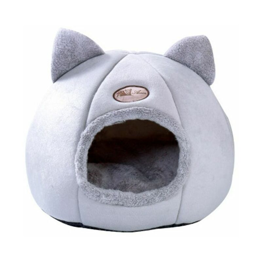 Soft Warm Non-Slip Cat Dog Cave Nest Bed and Closed House for Puppy Foldable Mattress Cushion for Pet40*40*40CM, Gris - Muff