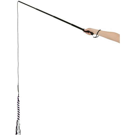 Bearsu - Dog Training Accessories Expandable Dog Puppy Teaser Pole Wand Outdoor Interactive Dog Flirt Pole Training Exercise Rope Toy - Black & l