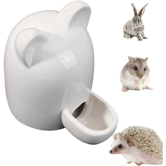 Ceramic Pet Bottle, Small Water Dispenser, Quiet Drinker, Hamster Food Bowl, White Ceramic Water Dis Thsinde