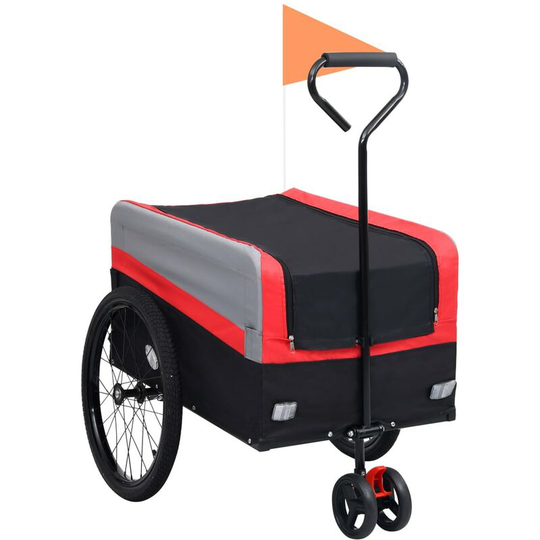 2-in-1 xxl Cargo Bike Trailer & Trolley Red Grey and Black Vidaxl Black