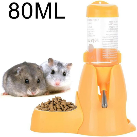 Perle Rare - Water Dispenser for Small Animals, Hamster, Guinea Pig, Rabbit, Rat, Ferret, Gerbil, Chinchilla, 80ml, Yellow