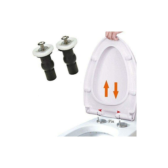 Toilet Seat Hinges Blind Hole Fixings Expanding Rubber Top Nuts Screws (2PCS)