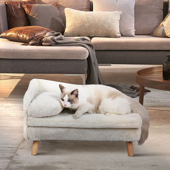 Waterproof Pet Sofa Dog Cat Raised Couch Bed With Cushion and Pillow, Small