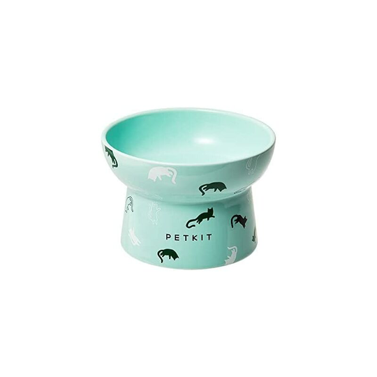FVO - ceramic bowl, bowl for puppies and cats, large ceramic bowl, cervical protection. (Green, Grass)