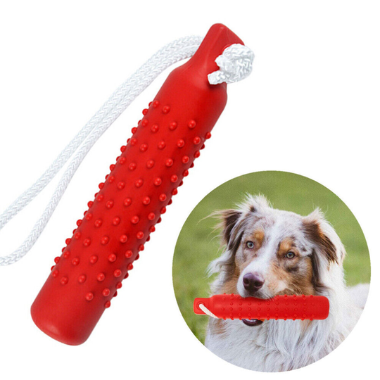 Dog Training Dummy Natural Rubber Dog Chew Toys Dog Brushing Stick Red