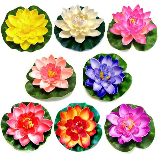 8PCS Artificial Floating Lotus Water Lily, Floating Moss Plants, for Wedding Garden Aquarium Decor for Swimming Pool Lanterns (8Color)