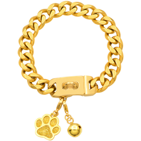 Gold Chain Dog Collar Dog Collar 14Mm Cuban Chain Dog Collar With Safety Clip