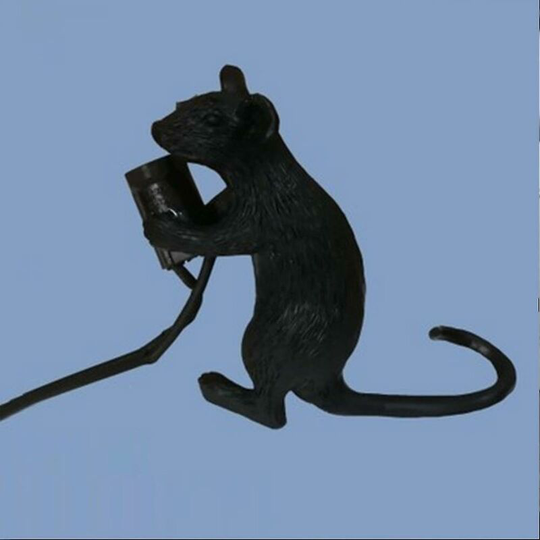 Deckon - Creative 3 Styles Resin Mouse Lamp For Bedroom, Study Desk - Black Style a