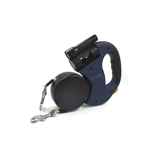 Retractable Double Dog Leash with Two 3 Meter Long Cords, 360° Tangle-Free Double Dog Leash for Walking Two Dogs up to 50 lb Gray