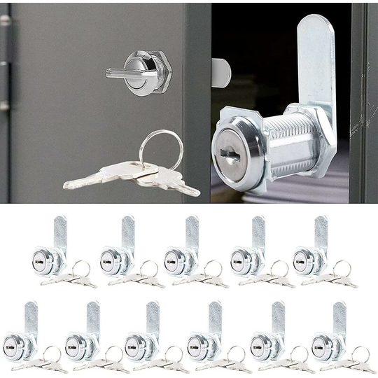 Thsinde - Cabinet Locks With Keys, Cam Lock, 1-1/8 90cylinder Cam Lock Set(12 Pack), Chrome-finish Zinc Alloy, Fits On 1 Max Panel Thickness For Tool