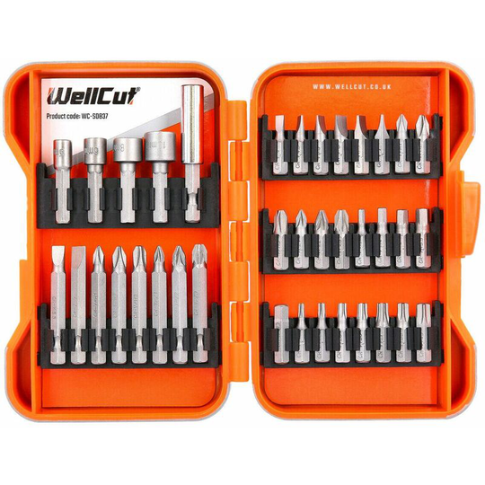 37 pcs Screwdriver Bit Set, Magnetic Bit Holder - Wellcut